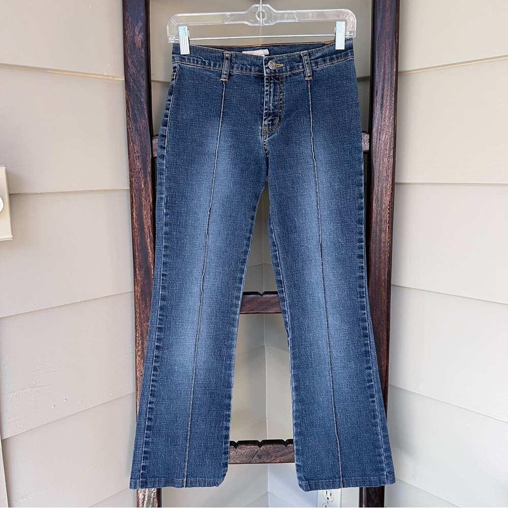 Forever 21 Vintage Pintuck Straight Jeans Size 3 Juniors Blue Flat Front Y2K